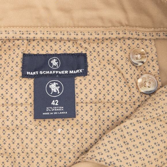 Hart Schaffner Marx Khaki Stretch Classic Flat-Front Chino Shorts Size 42 - Picture 4 of 6